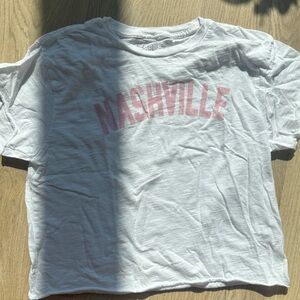 Nashville cutt off White and Pink T-Shirt